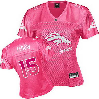 Broncos #15 Tim Tebow Pink 2011 Women's Fem Fan Stitched NFL Jersey